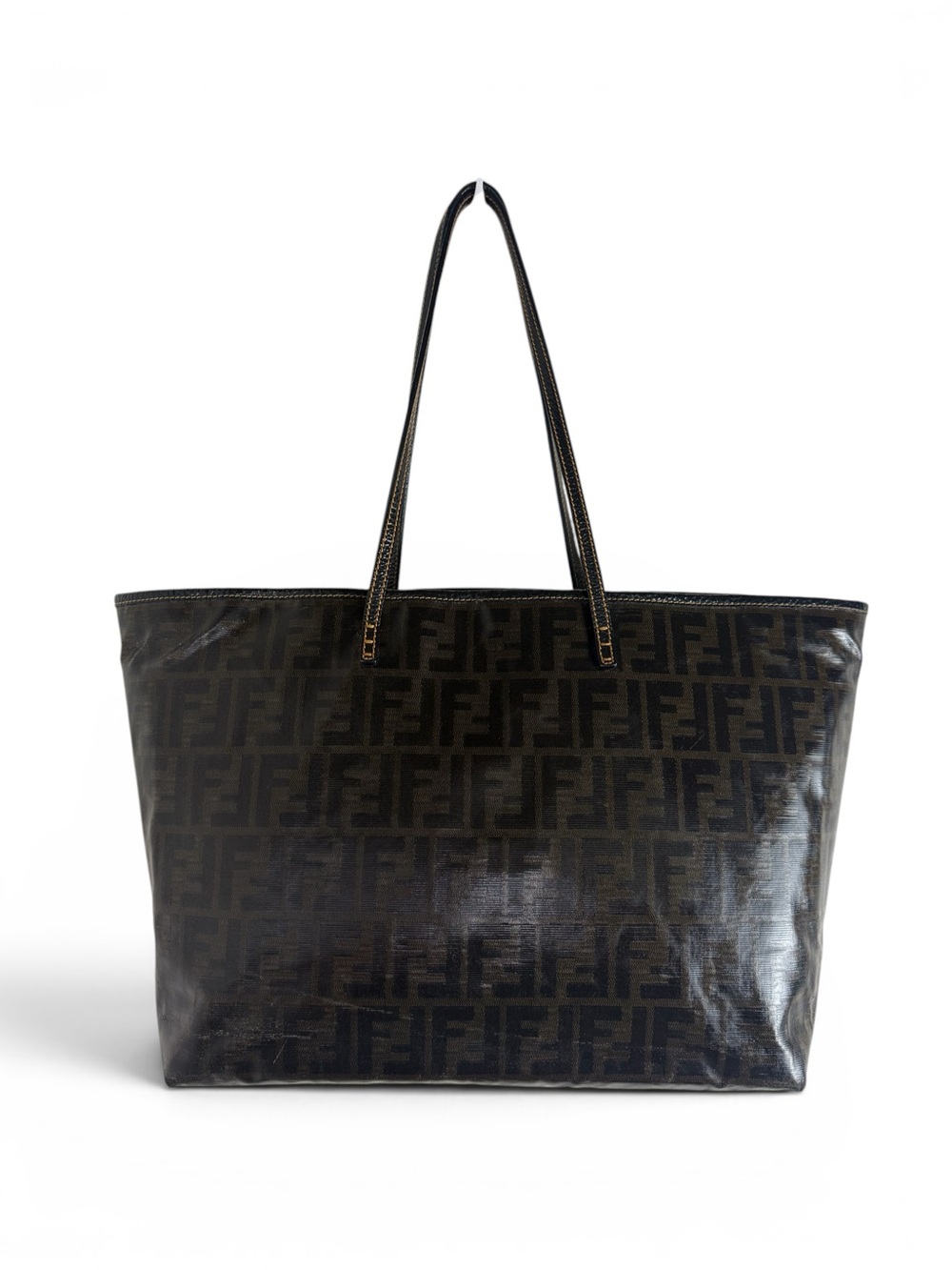 FENDI FF Brown Zucca Pattern Shoulder Tote - Picture 9 of 14